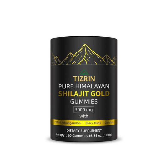TIZRIN Shilajit Gold Gummies – 3000mg with Ashwagandha, Black Musli & Gokshura