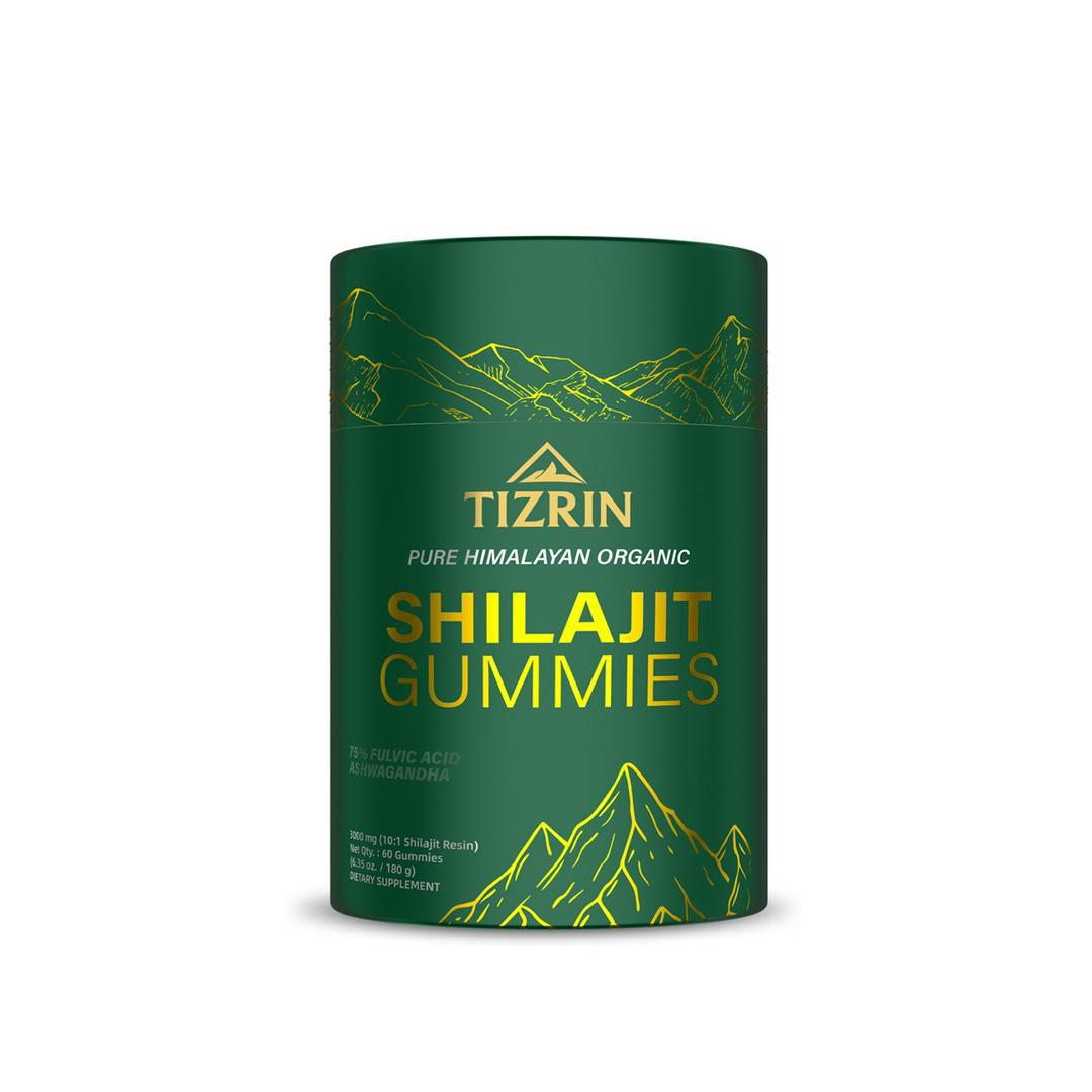 TIZRIN Organic Shilajit Gummies – 3000mg with 75% Fulvic Acid & Ashwagandha